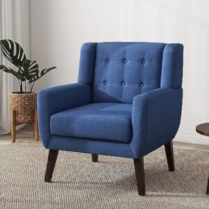 Mid-Century Modern Tufted Armchair in Royal Blue