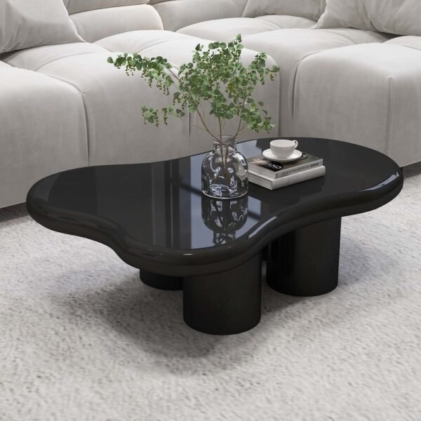 Organic Shape High-Gloss Black Coffee Table