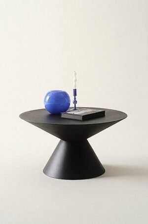 Sculptural Matte Black Pedestal Coffee Table