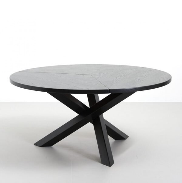 Scandinavian Round Black Wood Dining or Centre Table