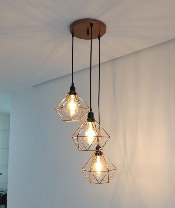 Modern Geometric Cage 3-Light Pendant Chandelier