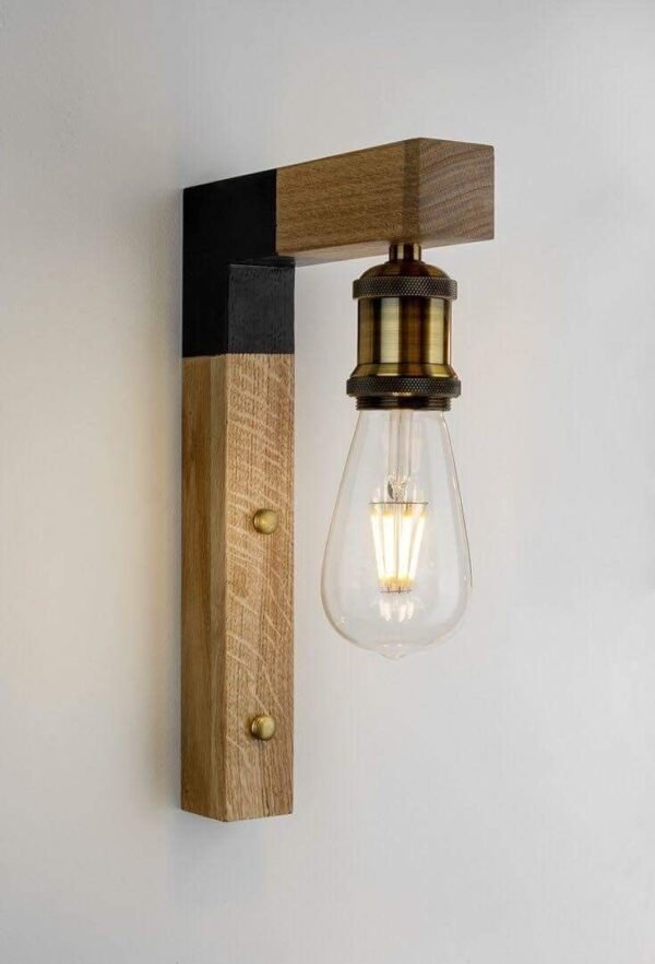 IMG_3660 Industrial Wood and Brass Wall Sconce