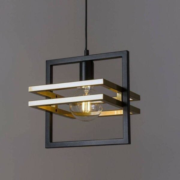 Modern Geometric Black and Gold Pendant Light