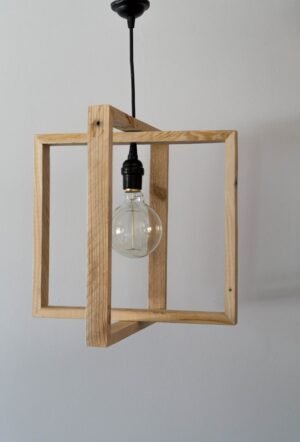 Minimalist Wooden Cube Pendant Light