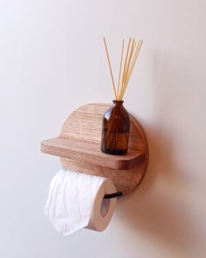 Minimalist Wooden Toilet Roll Holder with Shelf