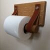 Minimalist Wood and Leather Toilet Paper Holder