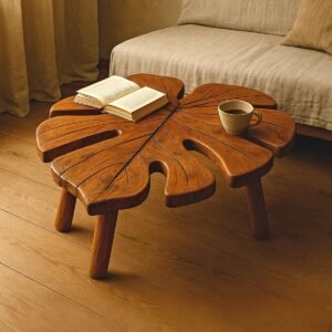Monstera Leaf Wooden Coffee Table