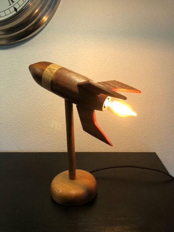 Retro Wooden Rocket Desk Lamp