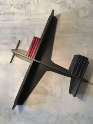 Black Wooden Airplane Wall Shelf / Aviation Theme Bookshelf
