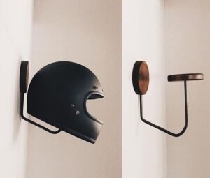 Modern Wood and Metal Helmet Display Hook