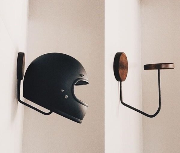 Modern Wood and Metal Helmet Display Hook