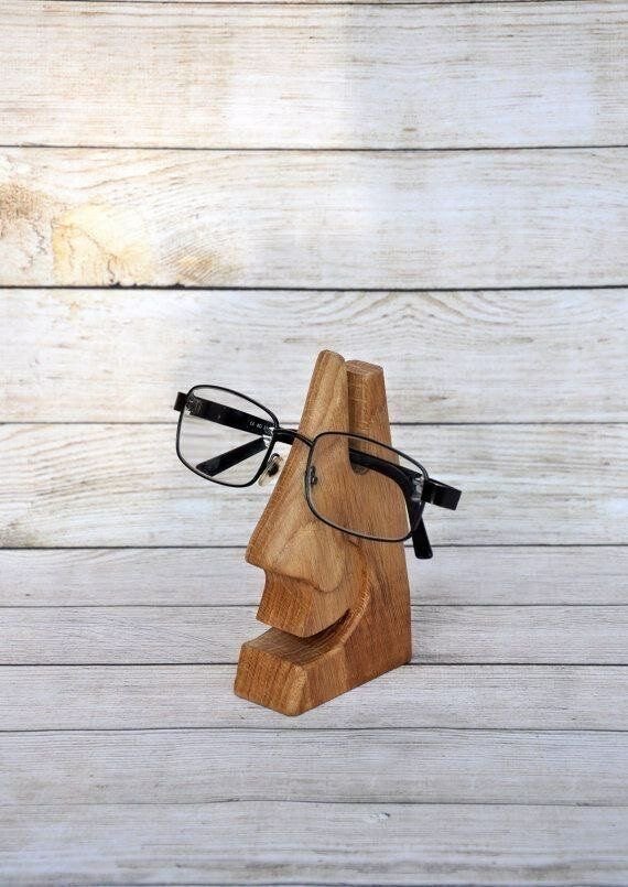 Handcrafted Wooden Nose Eyeglasses Holder