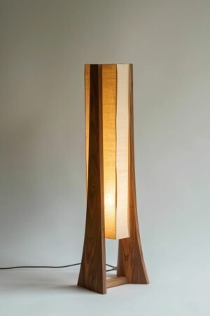 Minimalist Column Wood and Linen Floor Lamp