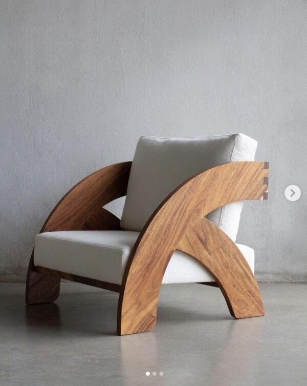 IMG_3703 Sculptural Curved Wood Lounge Armchair