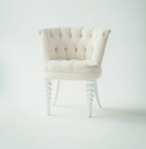 White Tufted Velvet Club Chair