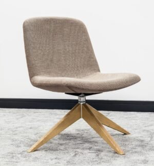 Contemporary Swivel Lounge Chair with Wood Base