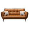 Mid-Century Modern Tufted Caramel Leather Loveseat